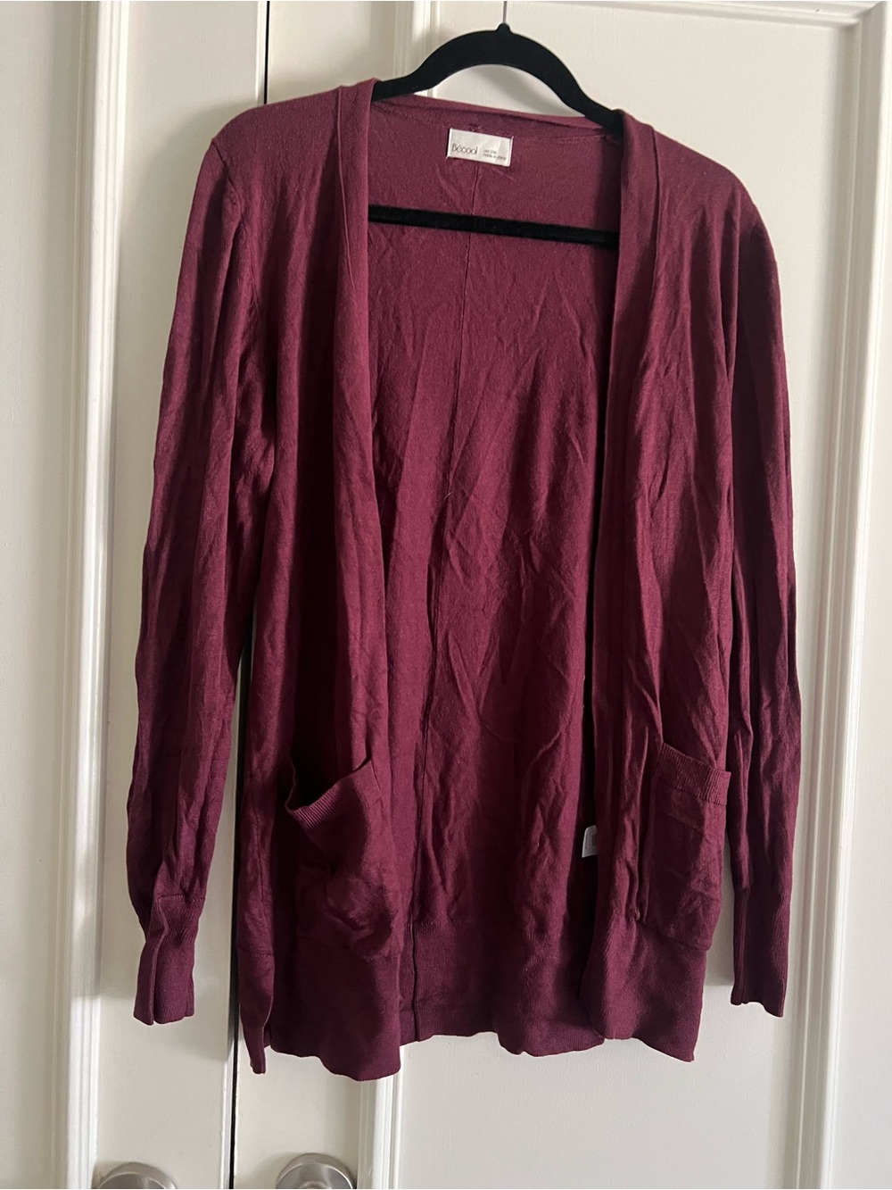 Be Cool  Open-Front lightweight Cardigan Sweater - Burgundy/maroon